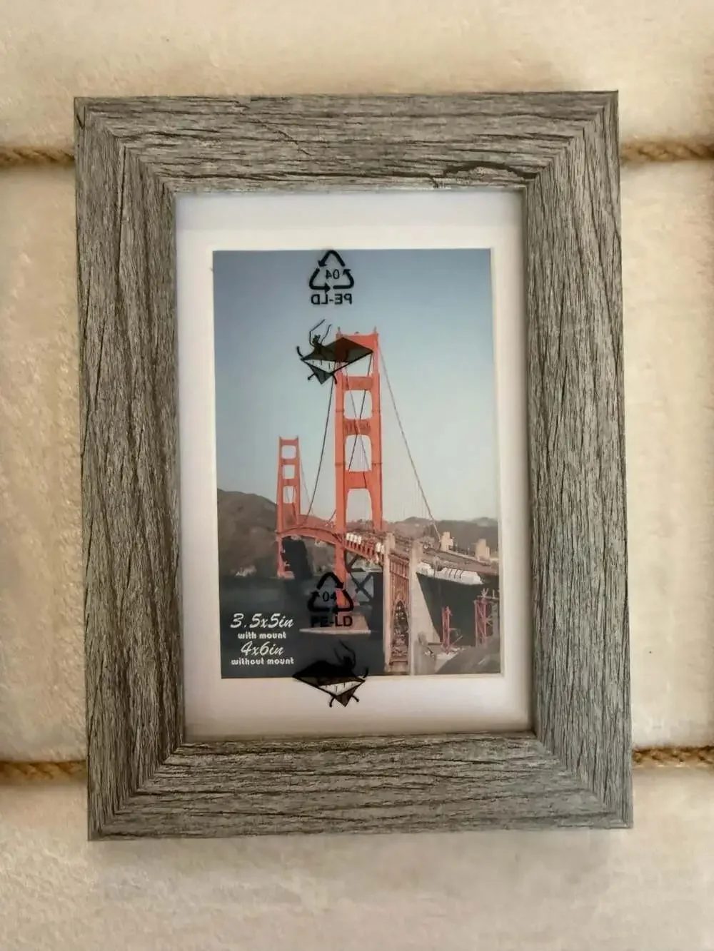 Hanging Picture Frame Set of 4 Assorted Finishes on Jute Rope